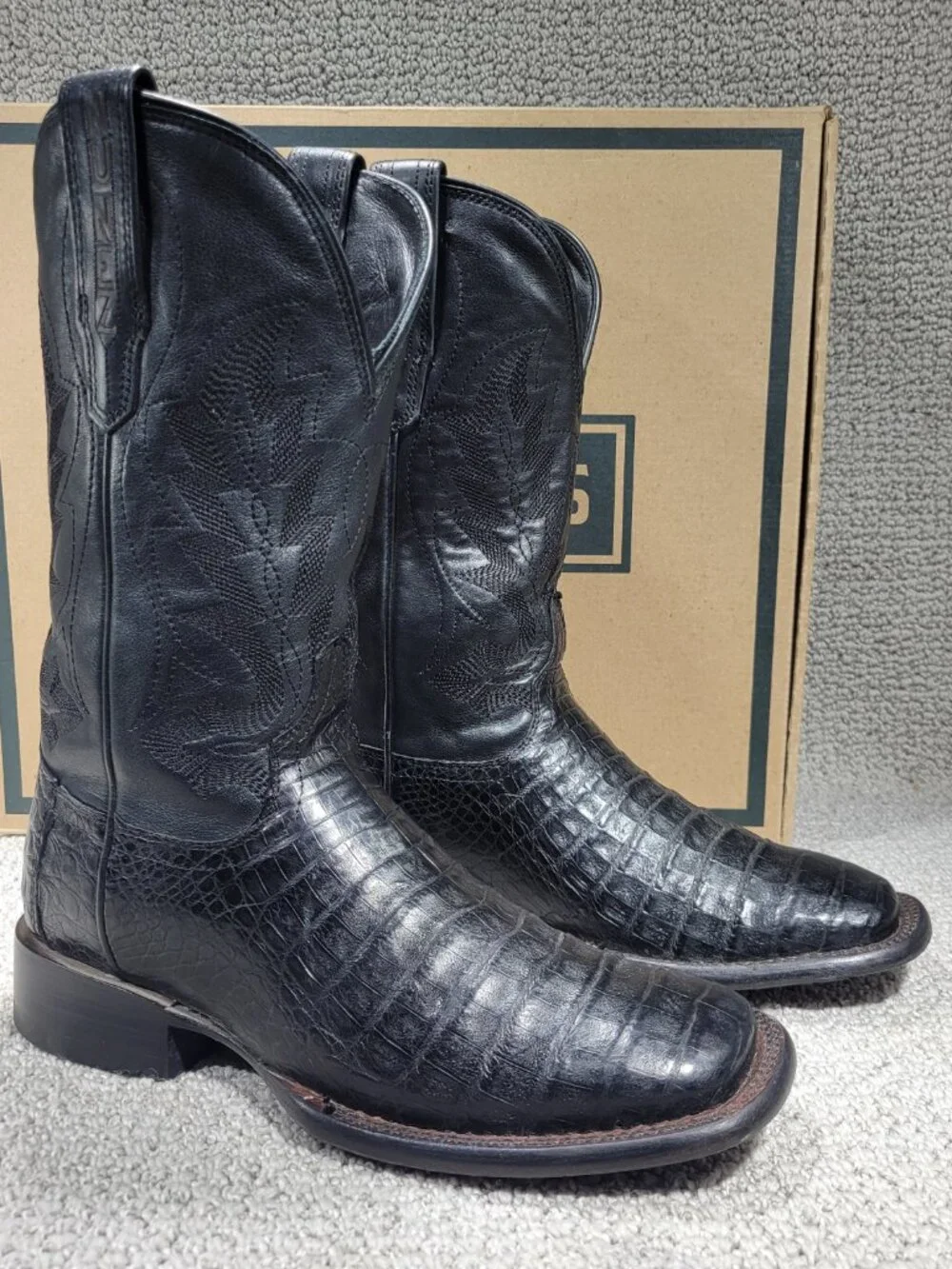 Tecovas The William Men's US Size 8D Midnight Caiman Cowboy Pull-on Boots